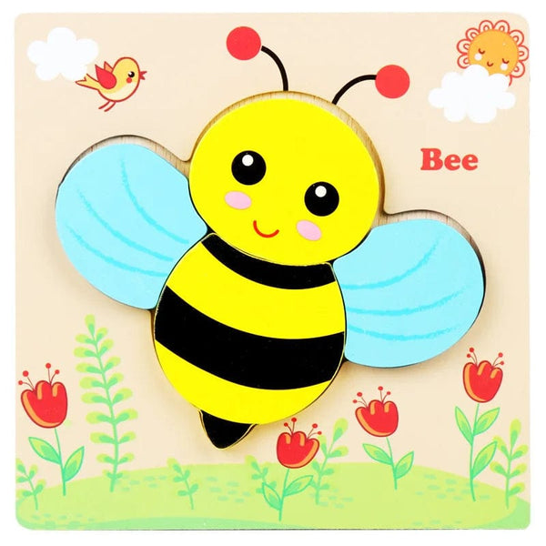 Planet Gates bee Wooden 3D Toys Puzzle Cartoon Animals Early Learning Cognition Intelligence Puzzle Game Colorful Montessori Baby Toddler Gifts