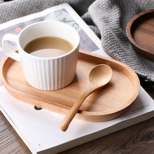 Planet Gates Beech 1pc Wooden Tray, Fruit Plate, Wooden Dessert Plate, Coffee Milk Snack Wooden Tray, Cake Plate Cheese Plate, Wooden Tea Tray, Bread Plate, Breakfast Plate