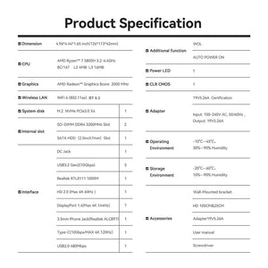 Planet Gates Beelink Mini PC SER5 Max AMD Ryzen 7 5800H DDR4 16G 500G NVME SSD 32G 500G SER5 Pro 32G 1T WiFi6 4K Type-C Gaming Mini Computer