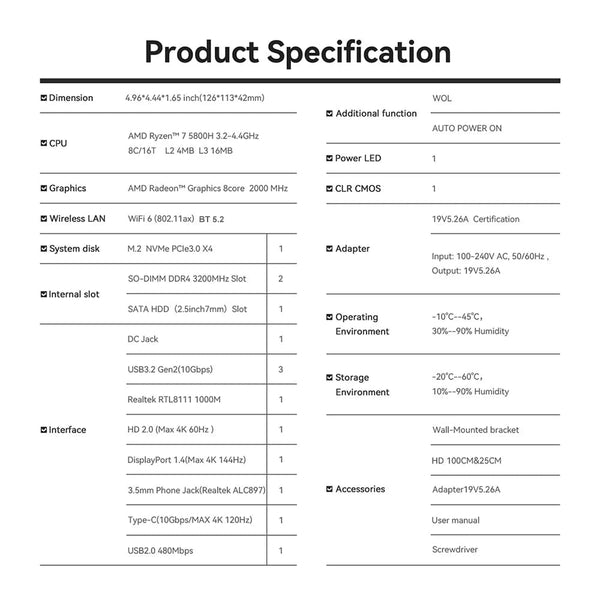 Planet Gates Beelink Mini PC SER5 Max AMD Ryzen 7 5800H DDR4 16G 500G NVME SSD 32G 500G SER5 Pro 32G 1T WiFi6 4K Type-C Gaming Mini Computer