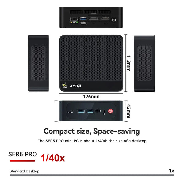 Planet Gates Beelink Mini PC SER5 Max AMD Ryzen 7 5800H DDR4 16G 500G NVME SSD 32G 500G SER5 Pro 32G 1T WiFi6 4K Type-C Gaming Mini Computer