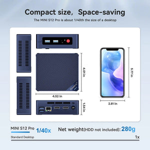 Planet Gates Beelink Mini S12 Pro Intel 12th Gen N100 16G 500G Mini S12 Intel N95 Mini PC DDR4 8G 256G SSD Desktop Gaming Computer VS T8 Pro