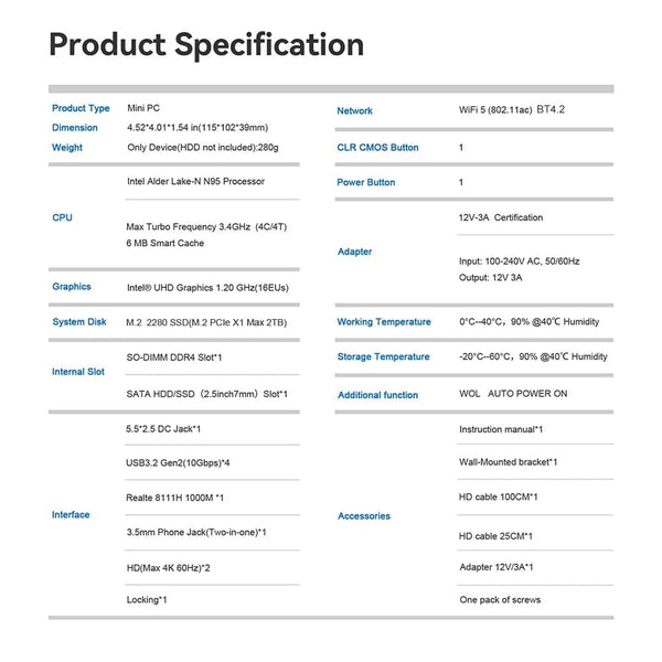 Planet Gates Beelink Mini S12 Pro Intel 12th Gen N100 16G 500G Mini S12 Intel N95 Mini PC DDR4 8G 256G SSD Desktop Gaming Computer VS T8 Pro