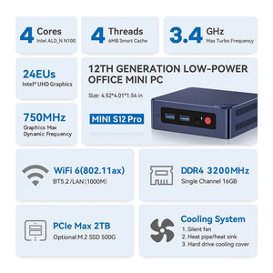 Planet Gates Beelink Mini S12 Pro N100 Intel 12th 16G 500G Mini S Intel 11th Gen N5095 DDR4 8GB 128GB SSD Desktop Gaming Computer N95 VS GK3V