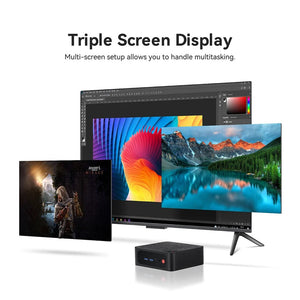 Planet Gates Beelink Ryzen 7 5800H SER5 Pro Max Mini PC AMD DDR4 16GB RAM 500GB NVME SSD Support WiFi6 4K HD Triple Screen Desktop Computer