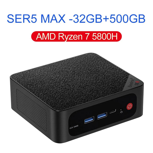 Planet Gates Beelink Ryzen 7 5800H SER5 Pro Max Mini PC AMD DDR4 16GB RAM 500GB NVME SSD Support WiFi6 4K HD Triple Screen Desktop Computer