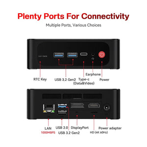 Planet Gates Beelink Ryzen 7 5800H SER5 Pro Max Mini PC AMD DDR4 16GB RAM 500GB NVME SSD Support WiFi6 4K HD Triple Screen Desktop Computer