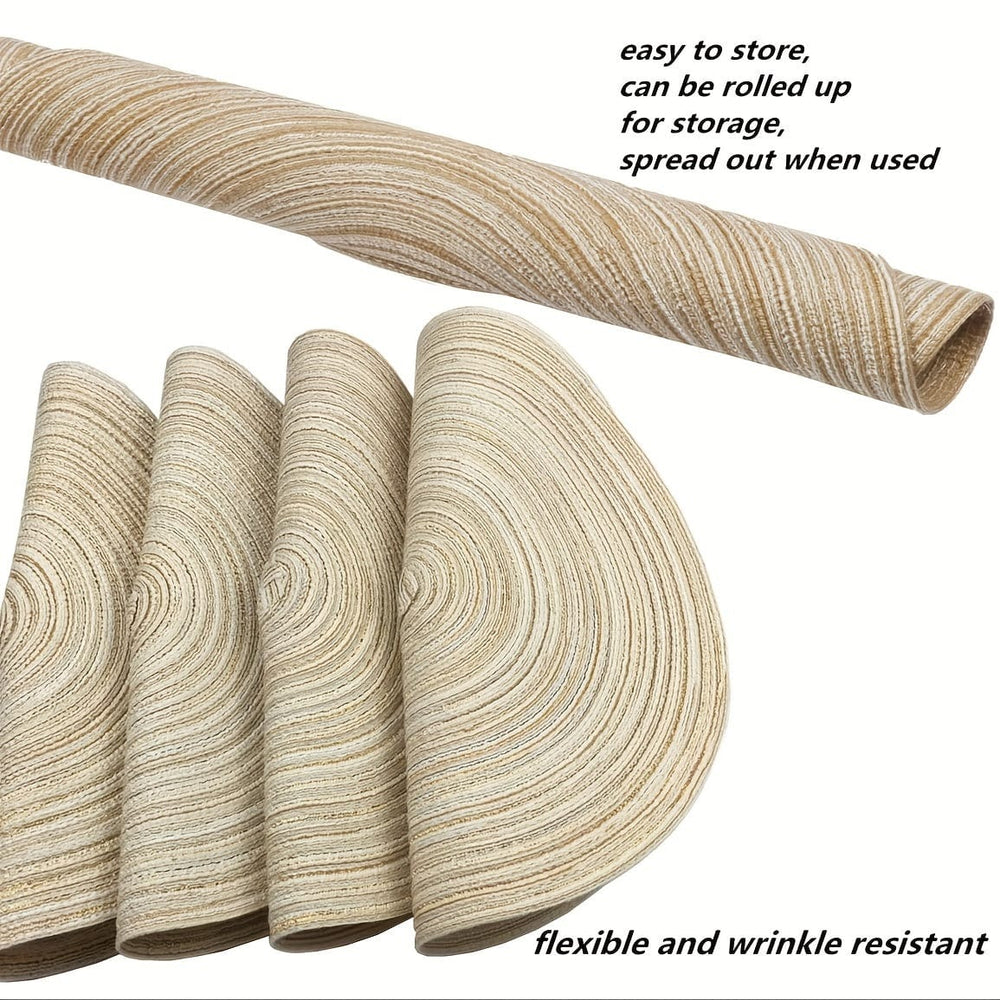 Planet Gates Beige 01 4pcs, Round Linen Placemats, Braided Table Mats For Dining Table, Woven Heat Resistant Anti-Slid Table Pads, Washable Kitchen Table Mats, Room Decor