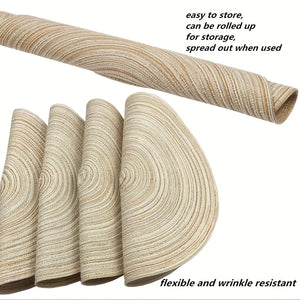 Planet Gates Beige 01 4pcs, Round Linen Placemats, Braided Table Mats For Dining Table, Woven Heat Resistant Anti-Slid Table Pads, Washable Kitchen Table Mats, Room Decor