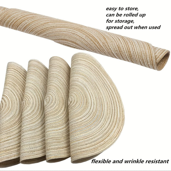 Planet Gates Beige 01 4pcs, Round Linen Placemats, Braided Table Mats For Dining Table, Woven Heat Resistant Anti-Slid Table Pads, Washable Kitchen Table Mats, Room Decor