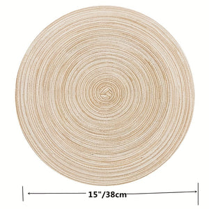 Planet Gates Beige 01 4pcs, Round Linen Placemats, Braided Table Mats For Dining Table, Woven Heat Resistant Anti-Slid Table Pads, Washable Kitchen Table Mats, Room Decor