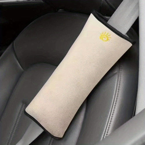 Planet Gates Beige 1pc Car Seat Belt Cover With Cartoon Cute Insurance Shoulder Cover Lengthened And Thickened Plush Anti-strangle Sleeping Pillow