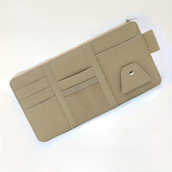 Planet Gates Beige 1pc Car Sun Visor Card Organizer Holder Business Card Holder Car Pocket Organizer CD DVD Organizer Storage Box Sunglasses Clip Stowing Car Accessories