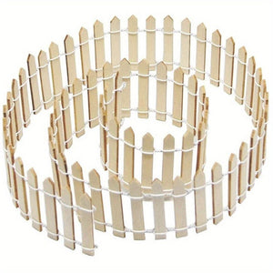 Planet Gates Beige 1pc Mini Fairy Tale Garden Fence, Wooden Decoration, DIY Handicraft Project, Mini Picket Fence (Coffee, White), 35 Inches Long