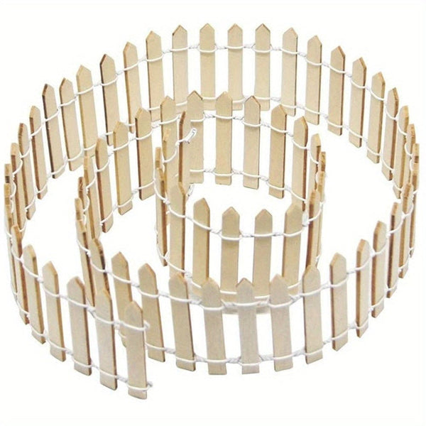 Planet Gates Beige 1pc Mini Fairy Tale Garden Fence, Wooden Decoration, DIY Handicraft Project, Mini Picket Fence (Coffee, White), 35 Inches Long