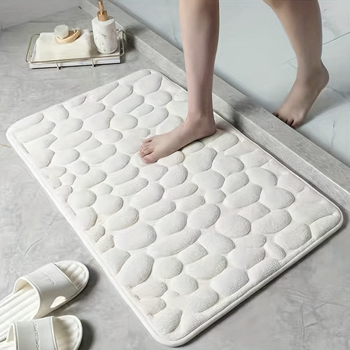Planet Gates Beige 1PC Pebble Embossed Memory Foam Bath Mat, Living Room Decoration Quick-drying Carpet, Non-slip Floor Mat, Comfortable And Washable, Bathroom Accessories, Bathroom Accessories