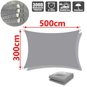 Planet Gates Beige 200x500cm Outdoor Awnings Waterproof Sun Shade Sail Garden Canopi For Terrace Car Canvas Awning Rectangle Pool Sun-Shelter Sunshade Sail