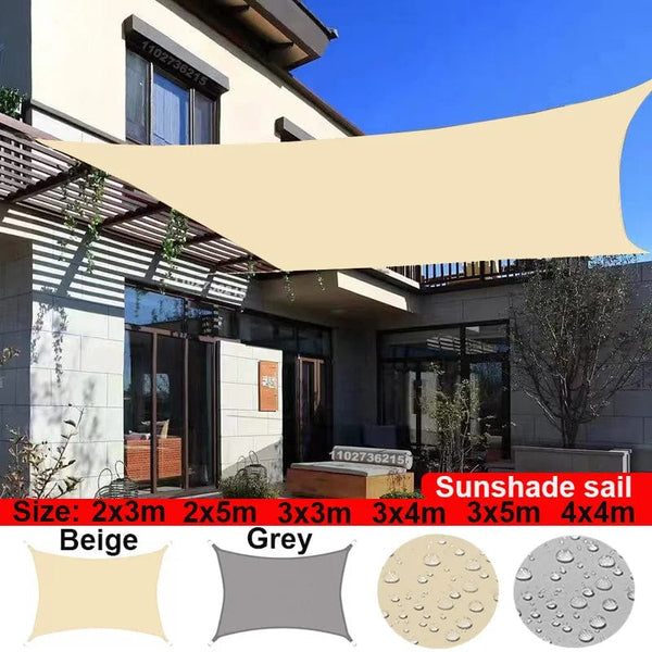 Planet Gates Beige 200x500cm Outdoor Awnings Waterproof Sun Shade Sail Garden Canopi For Terrace Car Canvas Awning Rectangle Pool Sun-Shelter Sunshade Sail