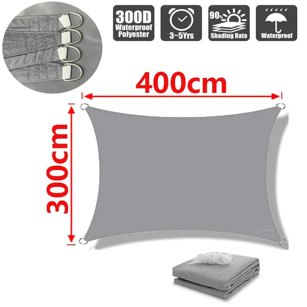 Planet Gates Beige 200x500cm Outdoor Awnings Waterproof Sun Shade Sail Garden Canopi For Terrace Car Canvas Awning Rectangle Pool Sun-Shelter Sunshade Sail