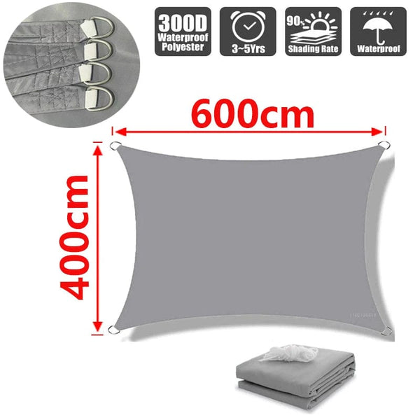 Planet Gates Beige 200x500cm Outdoor Awnings Waterproof Sun Shade Sail Garden Canopi For Terrace Car Canvas Awning Rectangle Pool Sun-Shelter Sunshade Sail