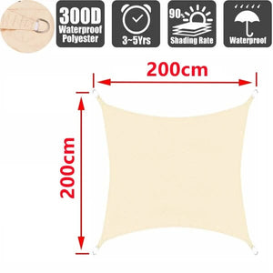 Planet Gates Beige 200x500cm Outdoor Awnings Waterproof Sun Shade Sail Garden Canopi For Terrace Car Canvas Awning Rectangle Pool Sun-Shelter Sunshade Sail