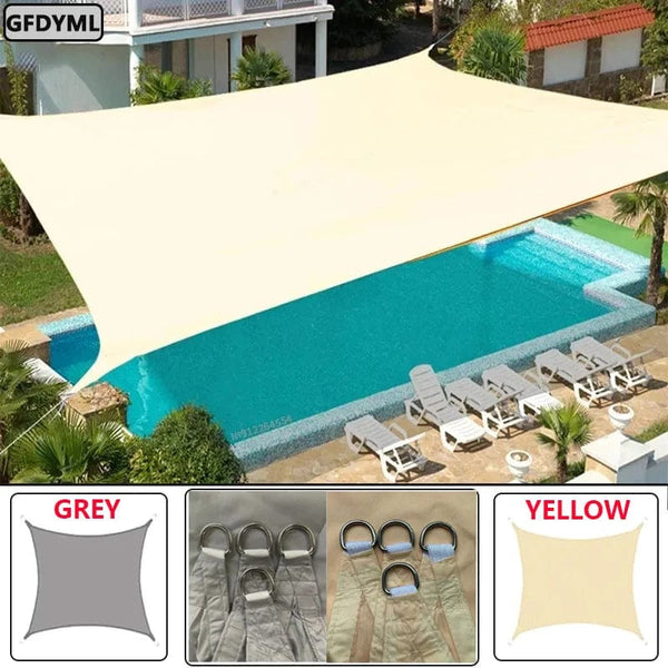 Planet Gates BEIGE 400cm x 400cm 3x5m3x6m4x5m Waterproof Sunshade 300D Shade Protection Shade Sail Awning Camping Shade Cloth Large Outdoor Canopy Garden Yard
