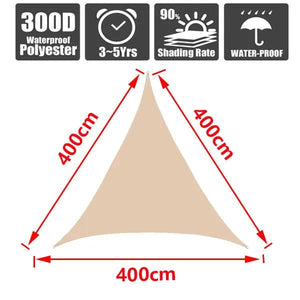 Planet Gates BEIGE 400cm x 400cm 3x5m3x6m4x5m Waterproof Sunshade 300D Shade Protection Shade Sail Awning Camping Shade Cloth Large Outdoor Canopy Garden Yard