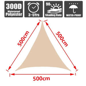 Planet Gates BEIGE 400cm x 400cm 3x5m3x6m4x5m Waterproof Sunshade 300D Shade Protection Shade Sail Awning Camping Shade Cloth Large Outdoor Canopy Garden Yard