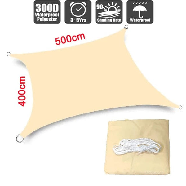 Planet Gates BEIGE 400cm x 400cm 3x5m3x6m4x5m Waterproof Sunshade 300D Shade Protection Shade Sail Awning Camping Shade Cloth Large Outdoor Canopy Garden Yard