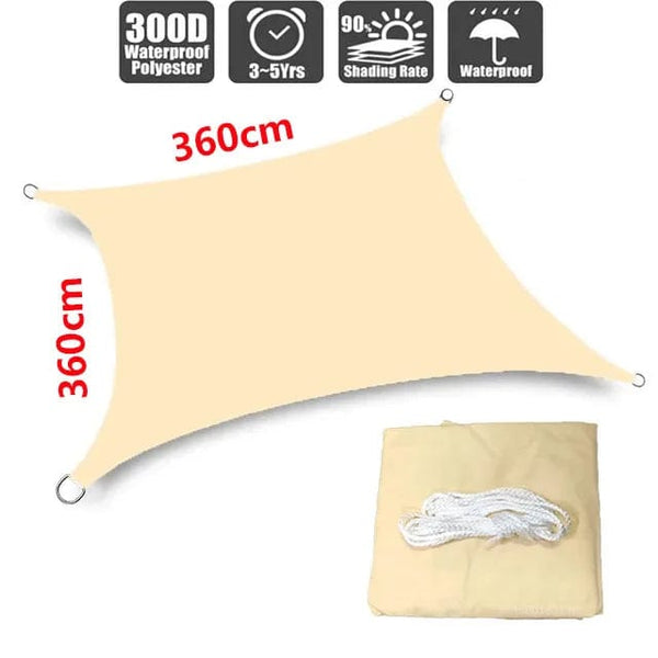 Planet Gates BEIGE 400cm x 400cm 3x5m3x6m4x5m Waterproof Sunshade 300D Shade Protection Shade Sail Awning Camping Shade Cloth Large Outdoor Canopy Garden Yard