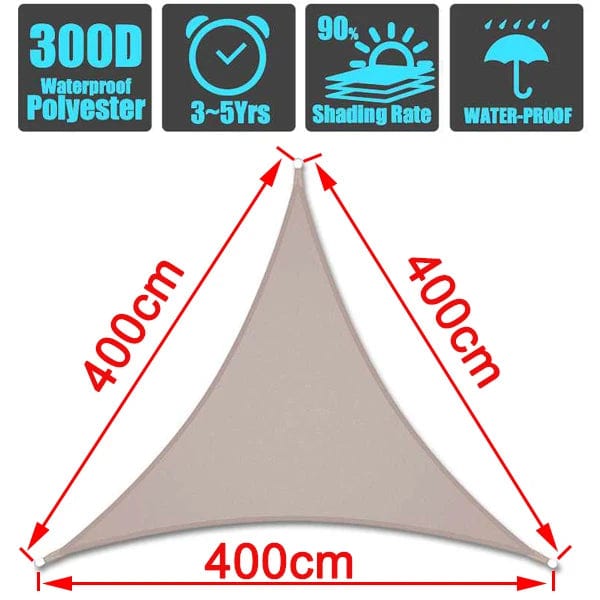 Planet Gates BEIGE 400cm x 400cm 3x5m3x6m4x5m Waterproof Sunshade 300D Shade Protection Shade Sail Awning Camping Shade Cloth Large Outdoor Canopy Garden Yard