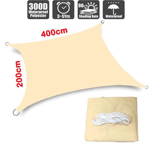 Planet Gates BEIGE 400cm x 400cm 3x5m3x6m4x5m Waterproof Sunshade 300D Shade Protection Shade Sail Awning Camping Shade Cloth Large Outdoor Canopy Garden Yard