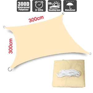 Planet Gates BEIGE 400cm x 400cm 3x5m3x6m4x5m Waterproof Sunshade 300D Shade Protection Shade Sail Awning Camping Shade Cloth Large Outdoor Canopy Garden Yard