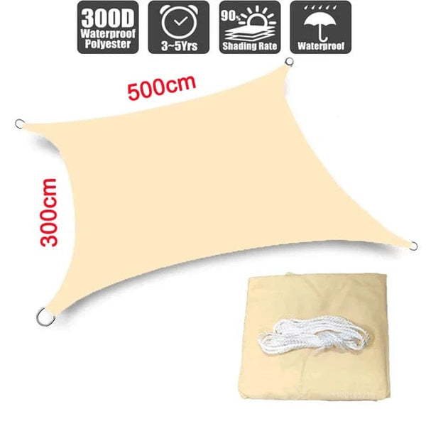 Planet Gates BEIGE 400cm x 400cm 3x5m3x6m4x5m Waterproof Sunshade 300D Shade Protection Shade Sail Awning Camping Shade Cloth Large Outdoor Canopy Garden Yard
