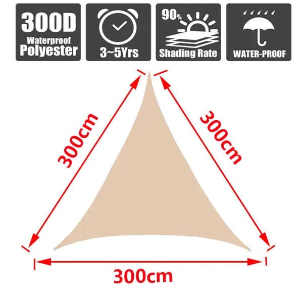 Planet Gates BEIGE 400cm x 400cm 3x5m3x6m4x5m Waterproof Sunshade 300D Shade Protection Shade Sail Awning Camping Shade Cloth Large Outdoor Canopy Garden Yard
