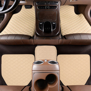 Planet Gates Beige 5pcs Car Floor Mats, Universal Waterproof Front & Rear Seats Floor Mats, PU Leather Car Interior Accessories