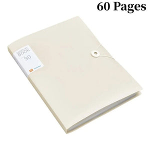 Planet Gates Beige 60 Pages 30/60 Pages File Bag A4 Transparent Binder File Folder Storage Student Test Paper Classification Organization Office Supplies