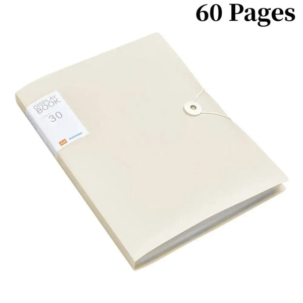 Planet Gates Beige 60 Pages 30/60 Pages File Bag A4 Transparent Binder File Folder Storage Student Test Paper Classification Organization Office Supplies