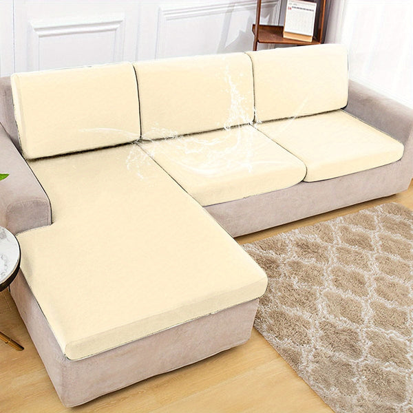 Planet Gates Beige Color / 2 Seater 1pc Stretch Waterproof Fabric Sofa Slipcover Bedroom Sofa Cover Furniture Protector For Office Living Room Home Decor