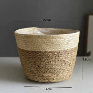 Planet Gates Beige Color M / CHINA Straw Weaving Flower Plant Pot Basket Grass Planter Basket Indoor Outdoor Flower Pot Cover Plant Containers for Plantable Plants