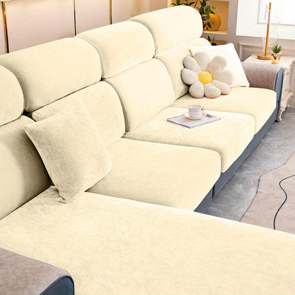 Planet Gates Beige Color / Three-seater 1pc Thickened Sofa Slipcover Furniture Protector For Bedroom Office Living Room Home Decor Couch Cover