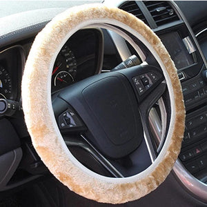 Planet Gates Beige Four Seasons Universal Car Steering Wheel Cover 37-38cm Leather Embroidered Color Diamond-Studded Elastic Steering Wheel Cover