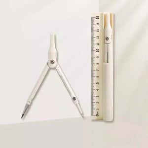 Planet Gates beige Kawaii 3 in 1 Compass Geometry Set with Ruler Pencil Multifunctional School Drawing Compass Math Geometry Tool Korean Stationery