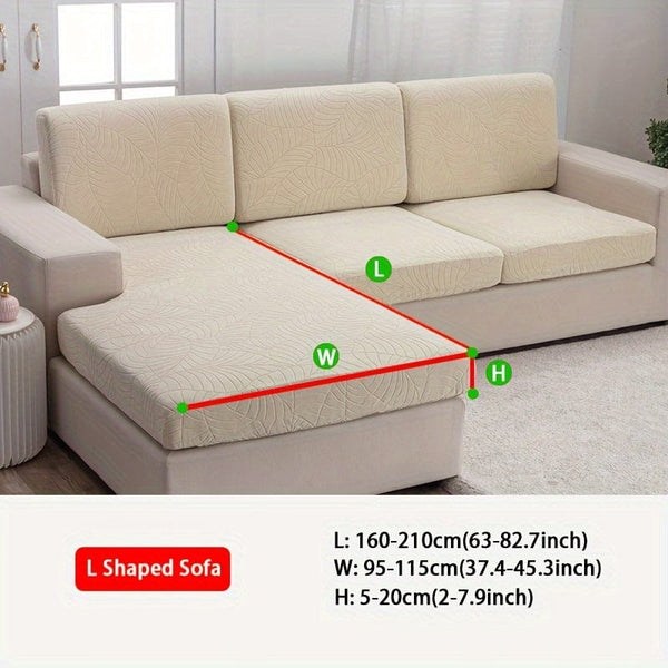 Planet Gates Beige / L Shaped Sofa Waterproof Jacquard Sofa Cover Large Leaf Design Retractable Washable Durable Elastic Slipcover for All Seasons Universal Modern Home Decor Furniture Protector