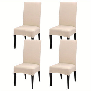 Planet Gates Beige / Set  Of  4 4pcs Set/6pcs Set Milk Silk Elastic Home Kitchen Dining Chair Slipcover, Chair Cover, Furniture Protector For Wedding Office Living Room Hotel Home Decor