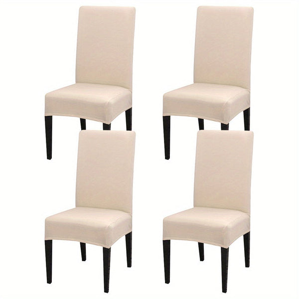 Planet Gates Beige / Set  Of  4 4pcs Set/6pcs Set Milk Silk Elastic Home Kitchen Dining Chair Slipcover, Chair Cover, Furniture Protector For Wedding Office Living Room Hotel Home Decor