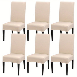 Planet Gates Beige / Set  Of  6 4pcs Set/6pcs Set Milk Silk Elastic Home Kitchen Dining Chair Slipcover, Chair Cover, Furniture Protector For Wedding Office Living Room Hotel Home Decor