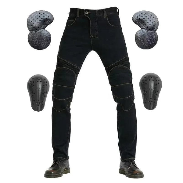 Planet Gates better gear black / XS Men Jeans Embroidery Motorcycle Pants Pantalon Motocross Belt Protective Gear Motorcycle Driver's License Test Motos Jeans