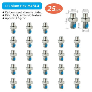 Planet Gates Bicycle Pedal Spikes 25PCS Anti-skip Steel Studs M4 Threading Bolts Pin Nail for Cycle Pedals Bike Accessories