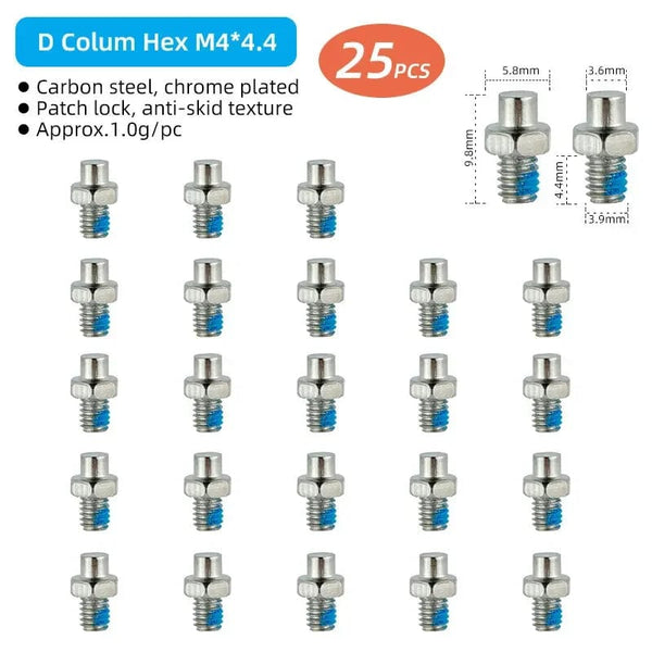 Planet Gates Bicycle Pedal Spikes 25PCS Anti-skip Steel Studs M4 Threading Bolts Pin Nail for Cycle Pedals Bike Accessories